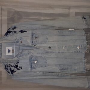 Jean jacket, Old Navy San Francisco. Size small, light blue denim embroidery.